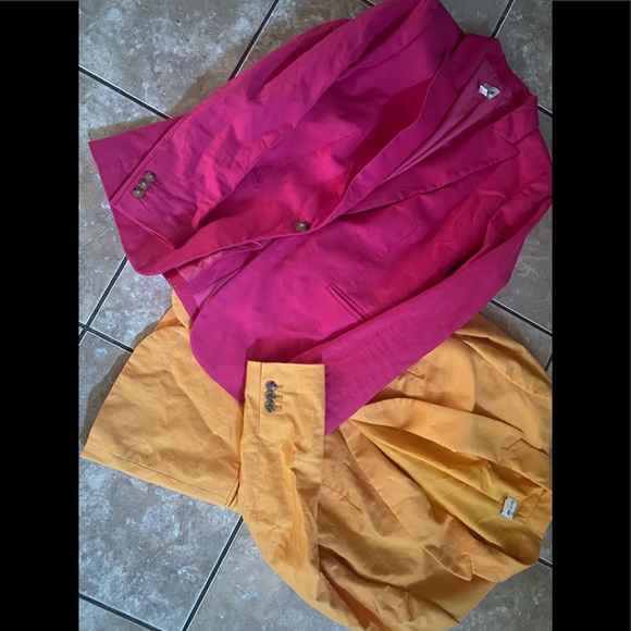 J. Crew Tops - SOLD 4 Lot of 2 Linen blend Blazer Jacket Pink & Yellow